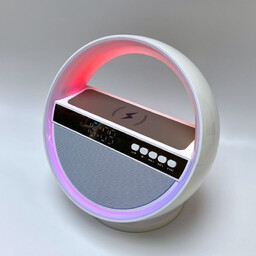Bluetooth колонка "Smart Orb" 5Вт с беспроводным (15W) ЗУ, лампой, часами, FM радио бел