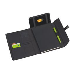 Папка А5 с беспроводным зарядным устройством 4000 mAh и блокнотом softtouch черн