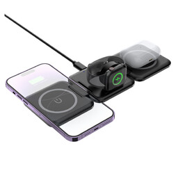 Складная беспроводная (15W) зарядная станция "Flip" с MagSafe черн