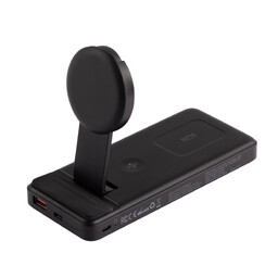 Беспроводная зарядная (20W/15W) станция-пауэрбэнк "Slider" 10000 mAh для смартфонов, наушников, часов, с подвижным зарядным блоком черн