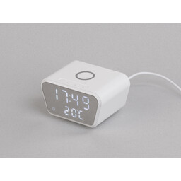 Настольные часы "Smart Clock" с беспроводным (15W) зарядным устройством, будильником и термометром бел