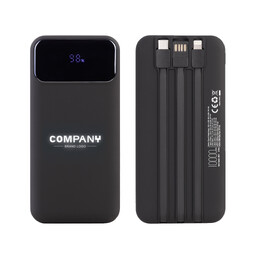 Зарядное (22.5W) устройство "Grade SOFTTOUCH" 10000 mAh с подсветкой логотипа, встроенными кабелями и цифровым индикатором заряда черн