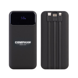 Зарядное (22.5W) устройство "Top Grade SOFTTOUCH" 20000 mAh с подсветкой логотипа, встроенными кабелями и цифровым индикатором заряда черн