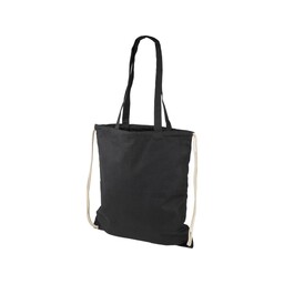 Рюкзак со шнурком Eliza из хлопчатобумажной ткани плотностью 240 г/м2, черный