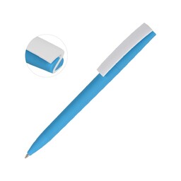 Ручка пластиковая soft-touch шариковая «Zorro», голубой/белый