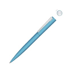 Металлическая шариковая ручка soft touch "Brush gum", голубой
