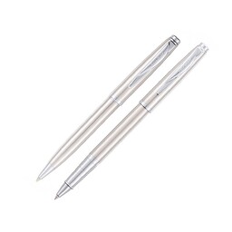 Набор Pierre Cardin PEN&PEN: ручка шариковая + роллер. Цвет - серебристый. Упаковка Е.