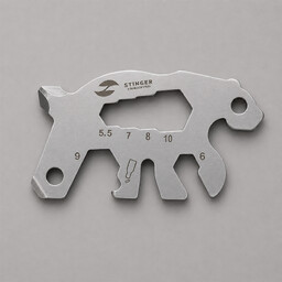 Мини-мультитул карманный Stinger, 55 x 35 мм, 5 функций, медведь, нержавеющая сталь, серебристый, в блистере