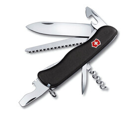 Нож Victorinox Forester, 111 мм, 12 функций, с фиксатором лезвия, черный