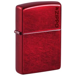Зажигалка ZIPPO Logo с покрытием Candy Apple Red, латунь/сталь, красная, глянцевая, 38x13x57 мм, шт