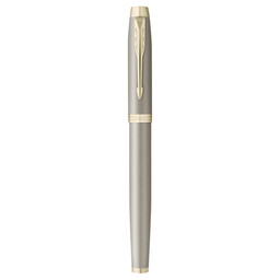 Parker IM Sandstone Champagne PVD Trim ручка роллер черная, 0,5мм, подарочная упаковка