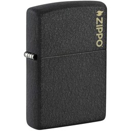 Зажигалка ZIPPO Logo с покрытием Black Crackle, латунь/сталь, чёрная, матовая, 38x13x57 мм, шт