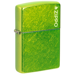 Зажигалка ZIPPO Logo с покрытием Lurid, латунь/сталь, зеленая, глянцевая, 38x13x57 мм, шт