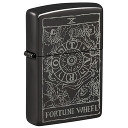 Зажигалка ZIPPO Wheel Of Fortune с покрытием High Polish Black, латунь/сталь, черная, глянцевая, 38x