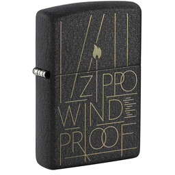Зажигалка ZIPPO Line Art с покрытием Black Crackle, латунь/сталь, чёрная, матовая, 38x13x57 мм, шт