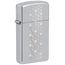 Зажигалка ZIPPO Slim Honeycomb Design с покрытием High Polish Chrome, латунь/сталь, серебристая, 29x