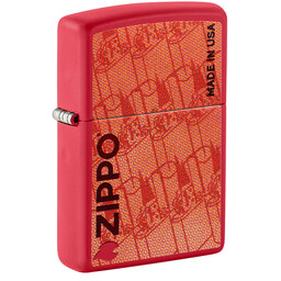 Зажигалка ZIPPO Made in USA Design с покрытием Red Matte, латунь/сталь, красная, 38x13x57 мм, шт
