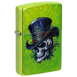 Зажигалка ZIPPO Steampunk Skeleton с покрытием Lurid™, латунь/сталь, зеленая, глянцевая, 38x13x57 мм