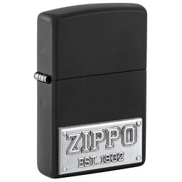 Зажигалка Zippo License Plate с покрытием Black Matte, латунь/сталь, черная, 38x13x57 мм