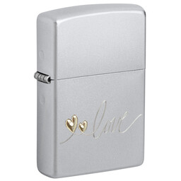 Зажигалка Zippo Love Design с покрытием Satin Chrome, латунь/сталь, серебристая, 38x13x57 мм
