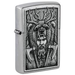 Зажигалка Zippo Barbarian Design с покрытием Street Chrome, латунь/сталь, серебристая, 38x13x57 мм