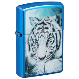 Зажигалка Zippo White Tiger с покрытием High Polish Blue, латунь/сталь, синяя, 38x13x57 мм