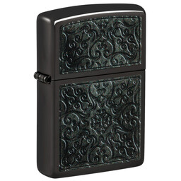 Зажигалка Zippo Pattern с покрытием High Polish Black, латунь/сталь, черная, глянцевая, 38x13x57 мм
