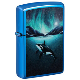 Зажигалка Zippo Whale с покрытием High Polish Blue, латунь/сталь, синяя, глянцевая, 38x13x57 мм