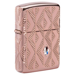 Зажигалка Zippo Armor Geometric Diamond Pattern Design, латунь/стальрозовое золото,38x13x57мм