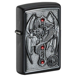 Зажигалка Zippo Winged Dragon Cross с покрытием Black Matte, латунь/сталь, чёрная, 38x13x57 мм