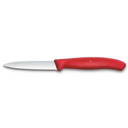 Нож Victorinox для очистки овощей, лезвие 8 см волнистое, красный