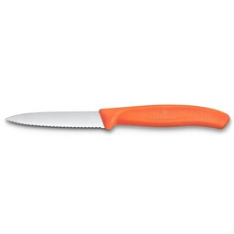 Нож Victorinox для очистки овощей, лезвие 8 см волнистое, оранжевый