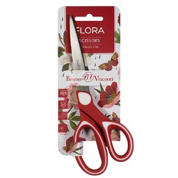 НОЖНИЦЫ "FLORA" 20,5 см.  (прорезиненные ручки) Белый/Красн