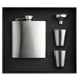 Набор SLIMMY FLASK SET фляга, рюмки и воронка, тускло-серебряный