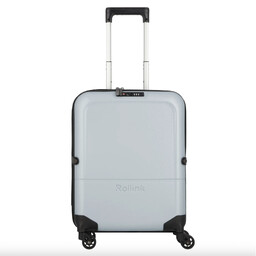 Чемодан складной Rollink FLEX LIGHT 55x40x20 см, 4 колеса, светло-серый серебрян черн