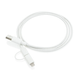 Кабель «2 в 1» с лицензированным MFi разъемом Apple Lightning бел черн
