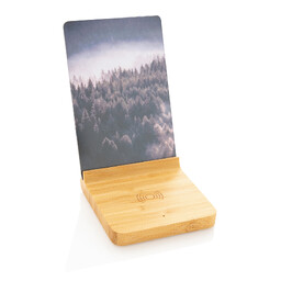 Док-станция для беспроводной зарядки с фоторамкой Bamboo, 5 Вт коричнев