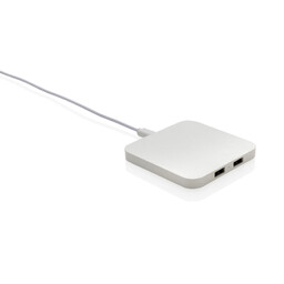 Беспроводная док-станция из переработанного пластика RCS с USB-портами, 10 Вт бел