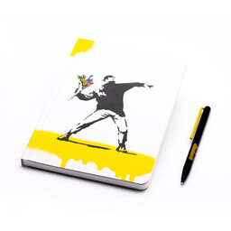 Набор Pininfarina Banksy Метатель цветов: шариковая ручка GrafeeX и блокнот линованный из каменной б желт бел