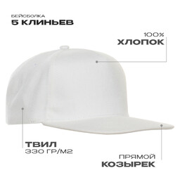 Бейсболка прямой козырёк STAN 5 клиньев хлопок 330, 08, Молочный,  (11)  (56-58)