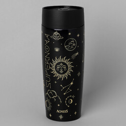 ТЕРМОКРУЖКА AGNESS "SUPERNOVA BLACK" 360МЛ, КОЛБА НЕРЖ.СТАЛЬ 18/10