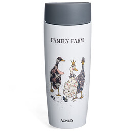 ТЕРМОКРУЖКА AGNESS  "FAMILY FARM" 360МЛ, КОЛБА НЕРЖ.СТАЛЬ 18/10