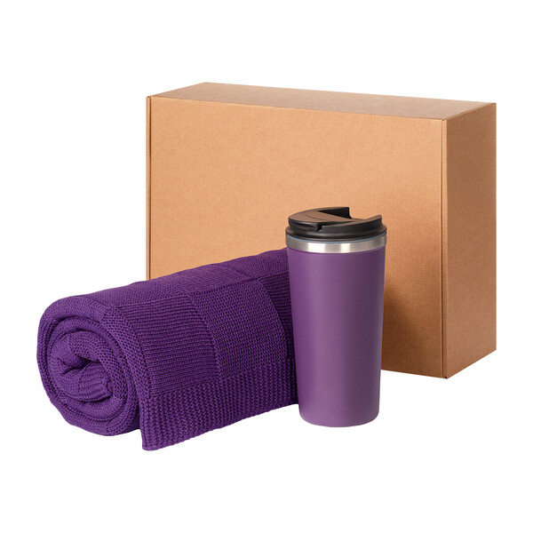 Подарочный набор Палермо, Селла (Palermo, Cella), фиолетовый (плед, термокружка) ФИОЛЕТОВ