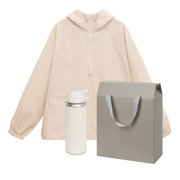 Премиум набор с одеждой Риссман (RISSMAN) (ветровка, термос), бежевый, XS/S БЕЖЕВ
