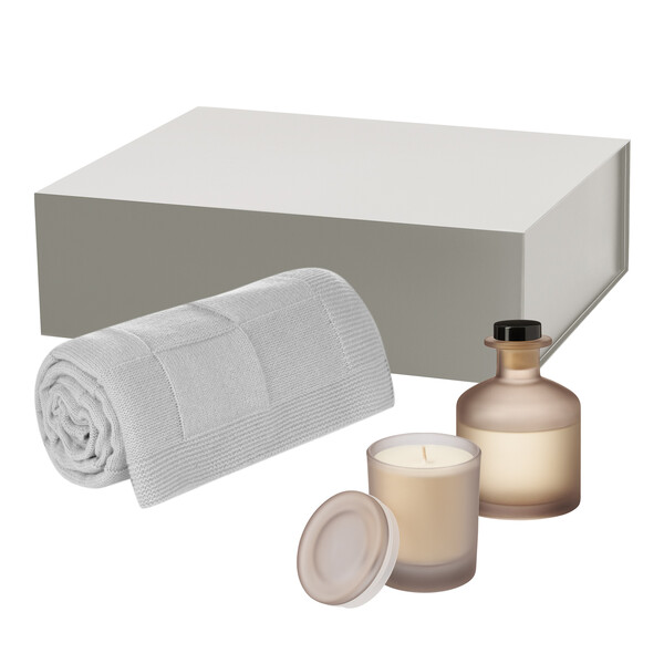Подарочный набор Мизу (Mizu), Селла Софт (Cella Soft), бежевый (свеча, диффузор, плед) БЕЖЕВ СЕР