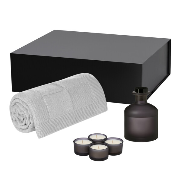 Подарочный набор Сенто (Sento), Селла Софт (Cella Soft), серый (свеча, диффузор, плед) СЕР ЧЕРН