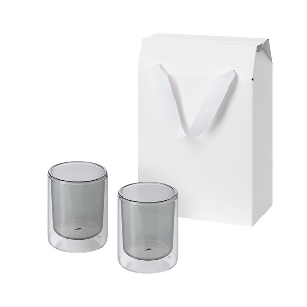 Подарочный набор 2 cтеклянных стакана Марло (Marlo) в коробке-пакете БЕЛ ПРОЗРАЧН СЕР