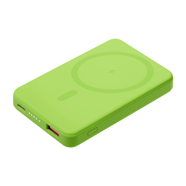 Внешний аккумулятор Ларго PD (Largo PD) 5000mAh с функцией беспроводной зарядки 15W, салатовый ЗЕЛЕН