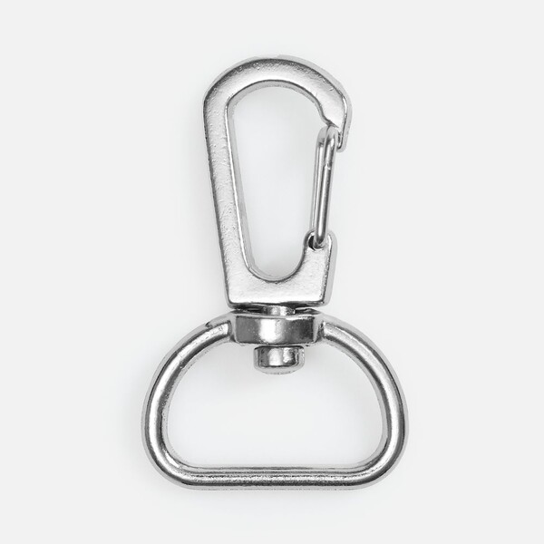 Застежка-карабин Snap hook, M, серебристая (хром)