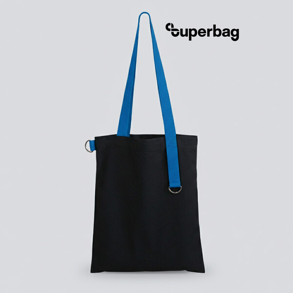Шоппер Superbag black (чёрный с голубым) черный с голубым